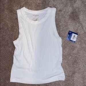 high neck semi cropped tank top